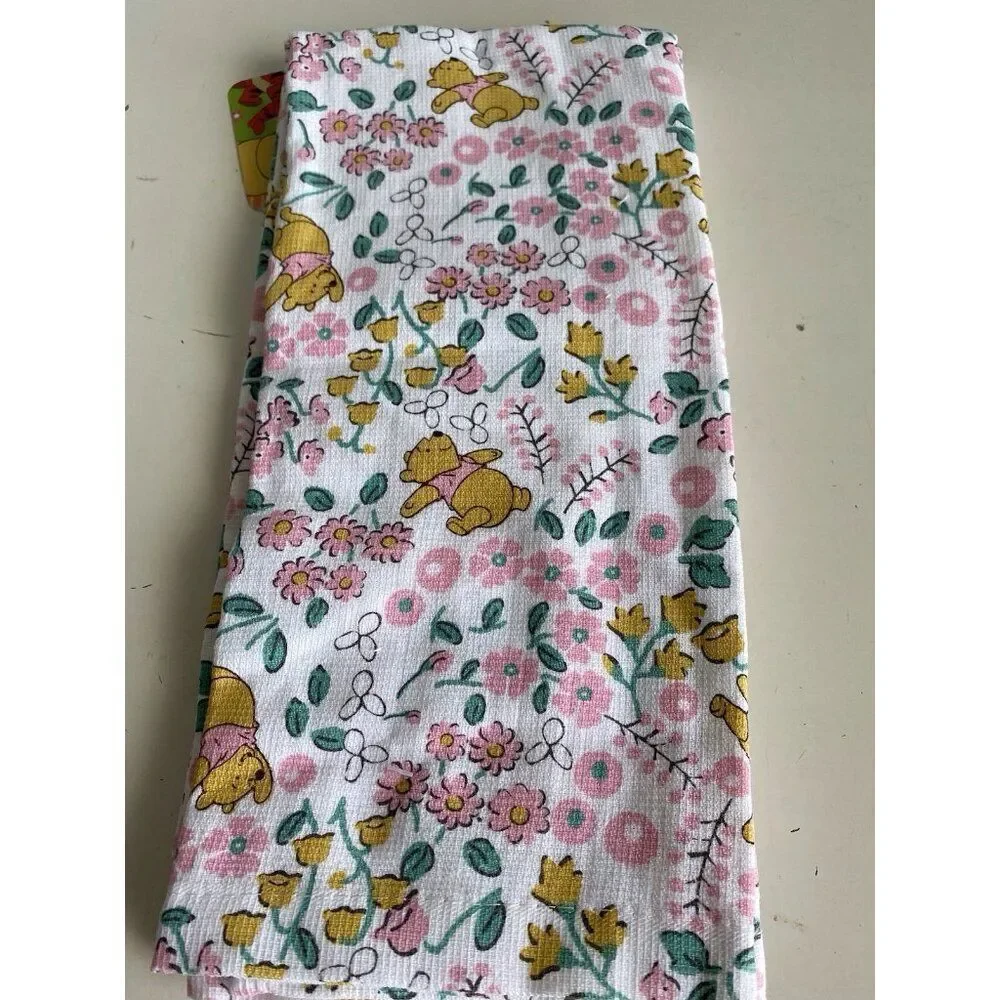 2 Pack Disney Winnie the Pooh Floral Flowers Spring Kitchen‎ Towels 16 X 26” NEW
